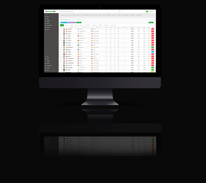Buscador de BeSoccer Pro con multitud de filtros avanzados